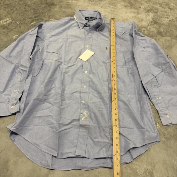 POLO RALPH LAUREN BUTTON DRESS SHIRT -17 35- BIG -BLUE OXFORD YARMOUTH -PONY - Picture 5 of 9